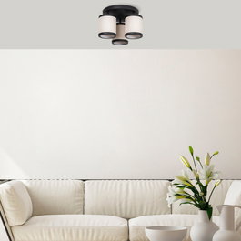 Opviq Way - 11626 Lámpara de Araña Blanco y Negro con Tapa de Tela